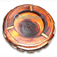 Burned Wood Ashtray, Hand Carved From Mahogany Wood