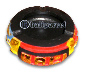 Painted Wooden Ashtray, Hand Carved From Mahogany Wood