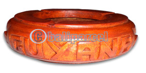 Wooden Ashtray , This Ashtray Hand Carved From Mahogany Wood, With" Guyane Text ". Please Request The Text