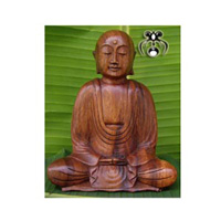 Buddha Meditating Statue, Hand Carved From Suar Wood