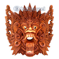 The Rangda Mask Carving, Hand Carved From Suar Wood
