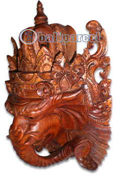 Ganesha Mask Carving, Hand Carved From Suar Wood