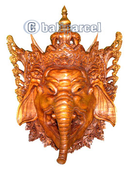 Ganesha Mask Carving, Hand Carved From Suar Wood