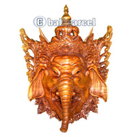 Ganesha Mask Carving, Hand Carved From Suar Wood