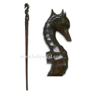 Sea Horse Walking Stick, Hand Carved From Sono Wood