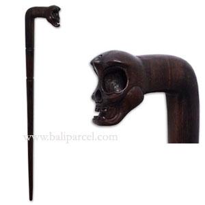 Skull Walking Stick, Hand Carved From Sono Wood