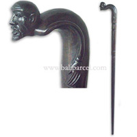 Human Head Walking Stick, Hand Carved From Sono Wood