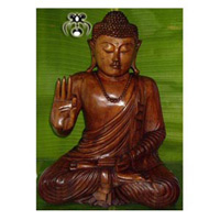 Buddha Meditating Statue, Hand Carved From Suar Wood