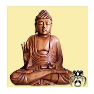Buddha Meditating Statue, Hand Carved From Suar Wood