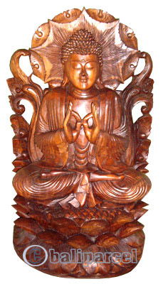 Buddha Meditating Statue, Hand Carved From Suar Wood