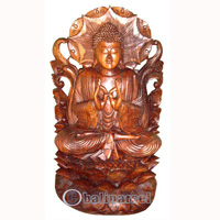 Buddha Meditating Statue, Hand Carved From Suar Wood