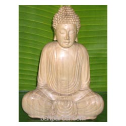 Buddha Meditating Statue, Hand Carved From Crocodile Wood