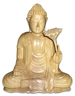 Buddha Meditating Statue, Hand Carved From Crocodile Wood