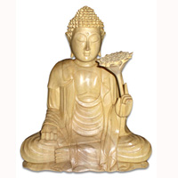 Buddha Meditating Statue, Hand Carved From Crocodile Wood