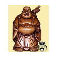 Happy Buddha Statue, Hand Carved From Suar Wood