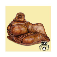 Fortune Buddha, Hand Carved From Suar Wood