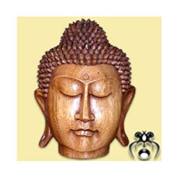 Buddha Head, Hand Carved From Suar Wood