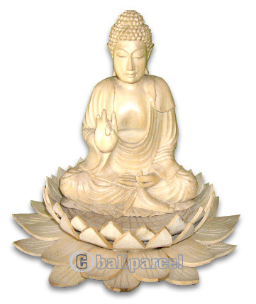 Buddha Sitting On Lotus, Hand Carved From Crocodile Wood