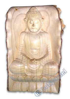 Sitting Buddha On Lotus, Hand Carved From Crocodile Wood