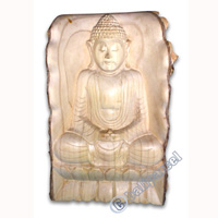 Sitting Buddha On Lotus, Hand Carved From Crocodile Wood