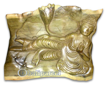 Sitting Buddha On Lotus, Hand Carved From Waru Wood