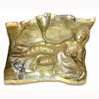 Sitting Buddha On Lotus, Hand Carved From Waru Wood