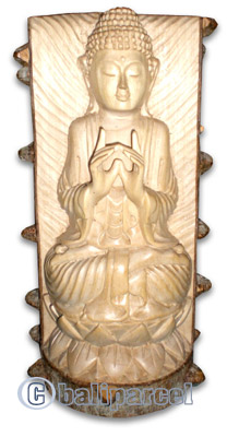 Buddha Sitting On Lotus, Hand Carved From Crocodile Wood