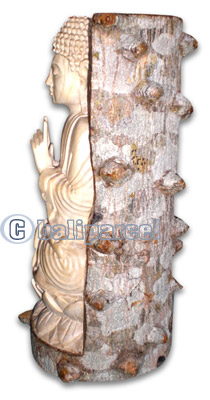 Buddha Sitting On Lotus, Hand Carved From Crocodile Wood