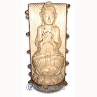 Buddha Sitting On Lotus, Hand Carved From Crocodile Wood