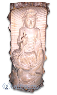 Buddha Sitting On Lotus, Hand Carved From Crocodile Wood
