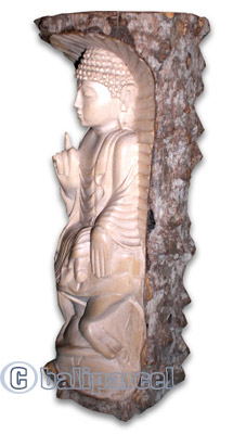 Buddha Sitting On Lotus, Hand Carved From Crocodile Wood