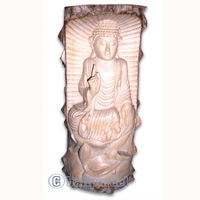 Buddha Sitting On Lotus, Hand Carved From Crocodile Wood