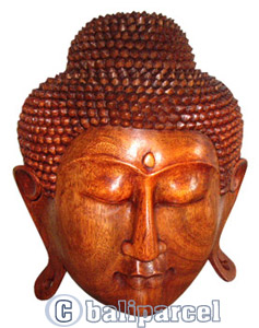 Buddha Head Mask Wall Decor, Hand Carved From Suar Wood