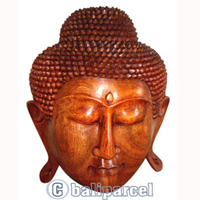 Buddha Head Mask Wall Decor, Hand Carved From Suar Wood