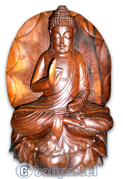 Buddha Meditating Statue, Hand Carved From Suar Wood