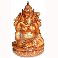 Ganesha Statue , Hand Carved From Suar Wood