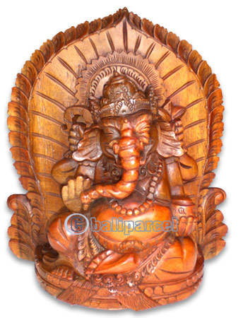 Ganesha Statue , Hand Carved From Suar Wood