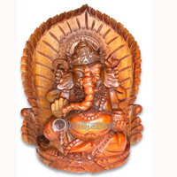 Ganesha Statue , Hand Carved From Suar Wood
