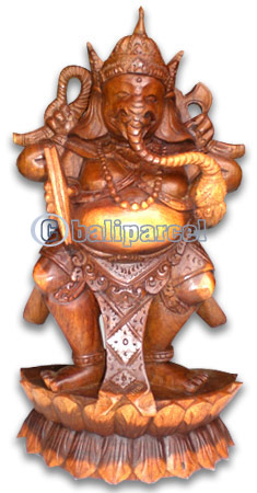 Ganesha Statue , Hand Carved From Suar Wood 