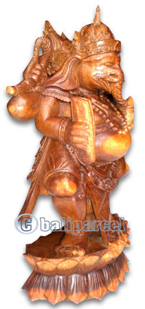 Ganesha Statue , Hand Carved From Suar Wood 