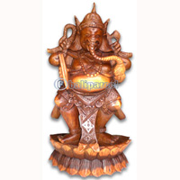 Ganesha Statue , Hand Carved From Suar Wood 