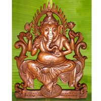 Wooden Ganesh Wallhanging, Hand Carved From Suar Wood