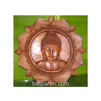 Wooden Buddha Wallhanging, Hand Carved From Suar Wood