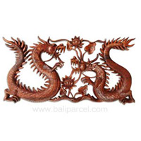Wooden Dragon Wallhanging, Hand Carved From Suar Wood