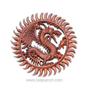 Wooden Dragon Wallhanging, Hand Carved From Suar Wood