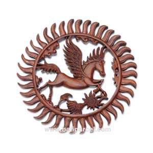 Wooden Dragon Wallhanging, Hand Carved From Suar Wood