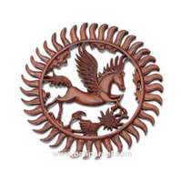 Wooden Dragon Wallhanging, Hand Carved From Suar Wood