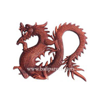 Wooden Dragon Wallhanging, Hand Carved From Suar Wood