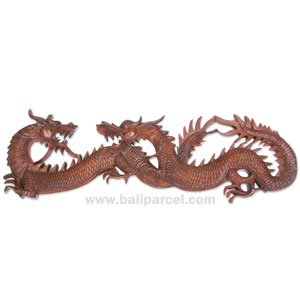 Wooden Dragon Wallhanging, Hand Carved From Suar Wood