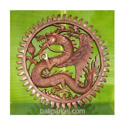 Wooden Dragon Wallhanging, Hand Carved From Suar Wood